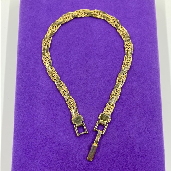 💛 Vintage Gold Plated Braided Chain Bracelet - Picture 1 of 5